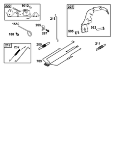Controls Group Diagram and Parts List for 40N777-0021-B5 400000 - 699999 Briggs and Stratton Engine